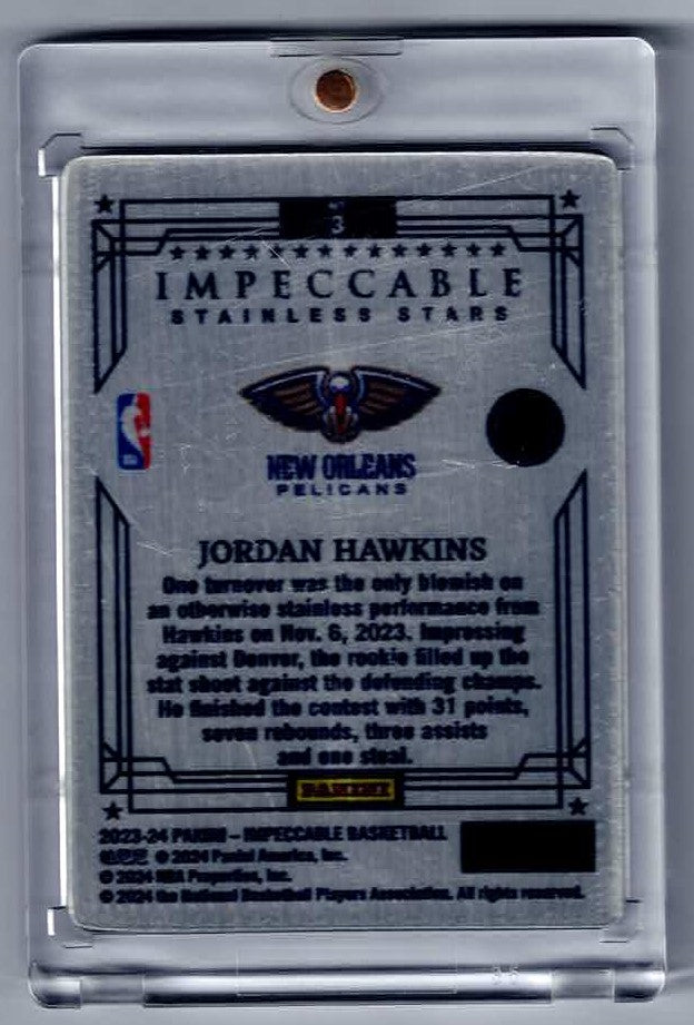 2023-24 Impeccable Stainless Stars International Red Jordan Hawkins #3 Rookie RC