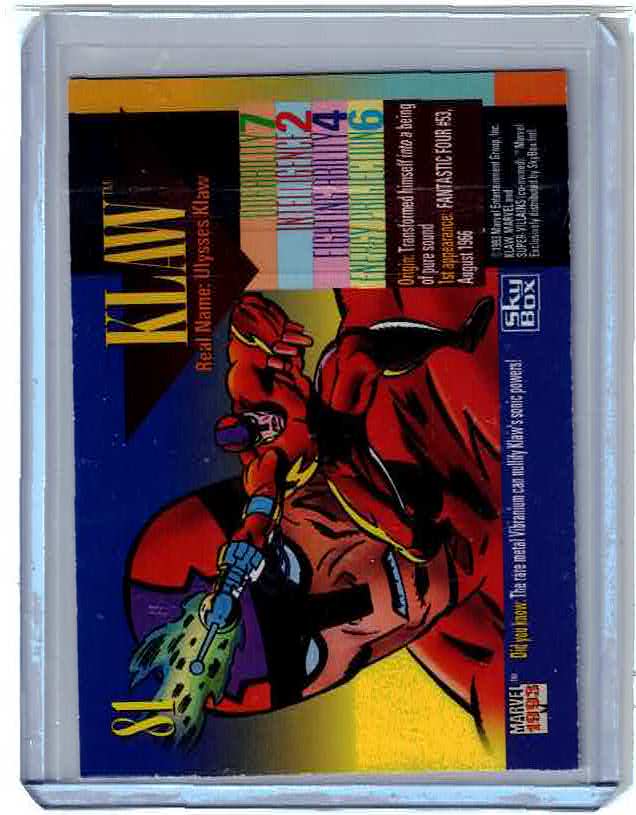 KLAW / 1993 Marvel Universe Series 4 (SkyBox) BASE Trading Card #81
