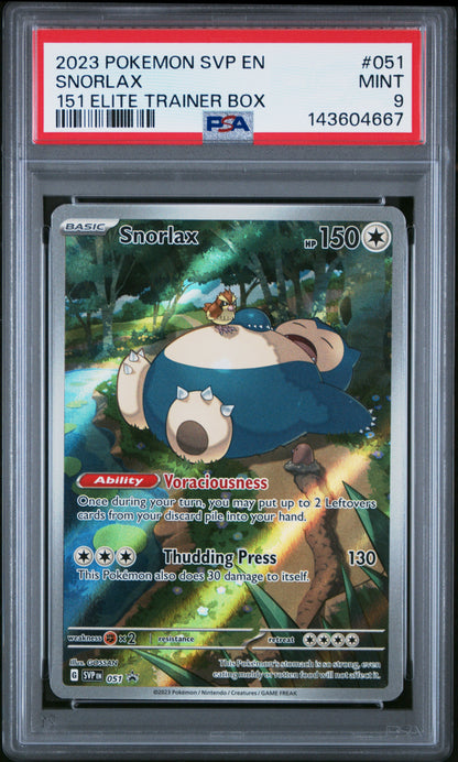 Snorlax 051 151 Elite Trainer Box Sv Black Star Promo Pokemon PSA 9