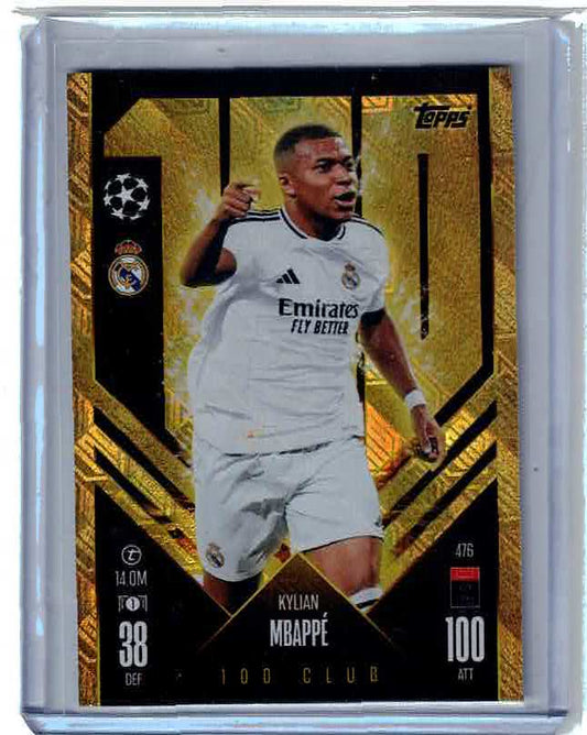 2024-25 Match Attax UEFA Kylian Mbappe 100 Club Foil Real Madrid #476