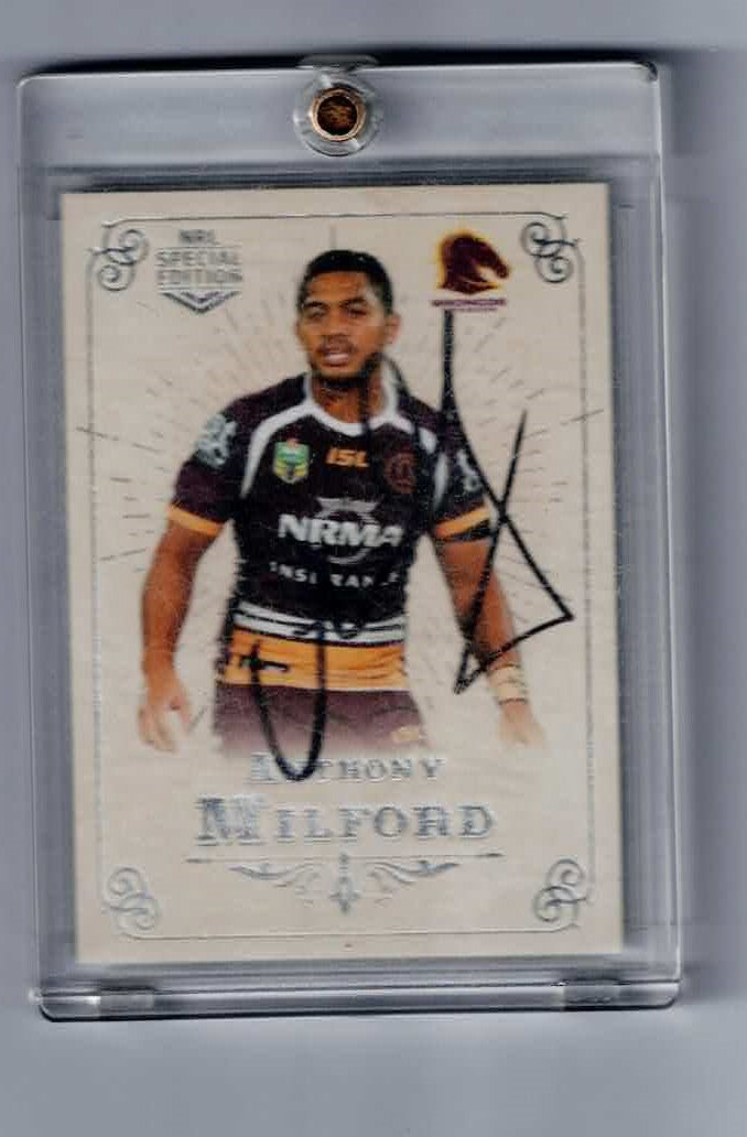 2018 NRL Glory Special Edition Anthony Milford Brisbane Broncos AUTO ON Card