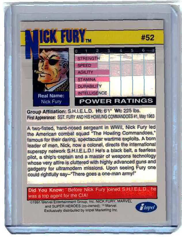 1991 Impel Marvel Universe Nick Fury #52