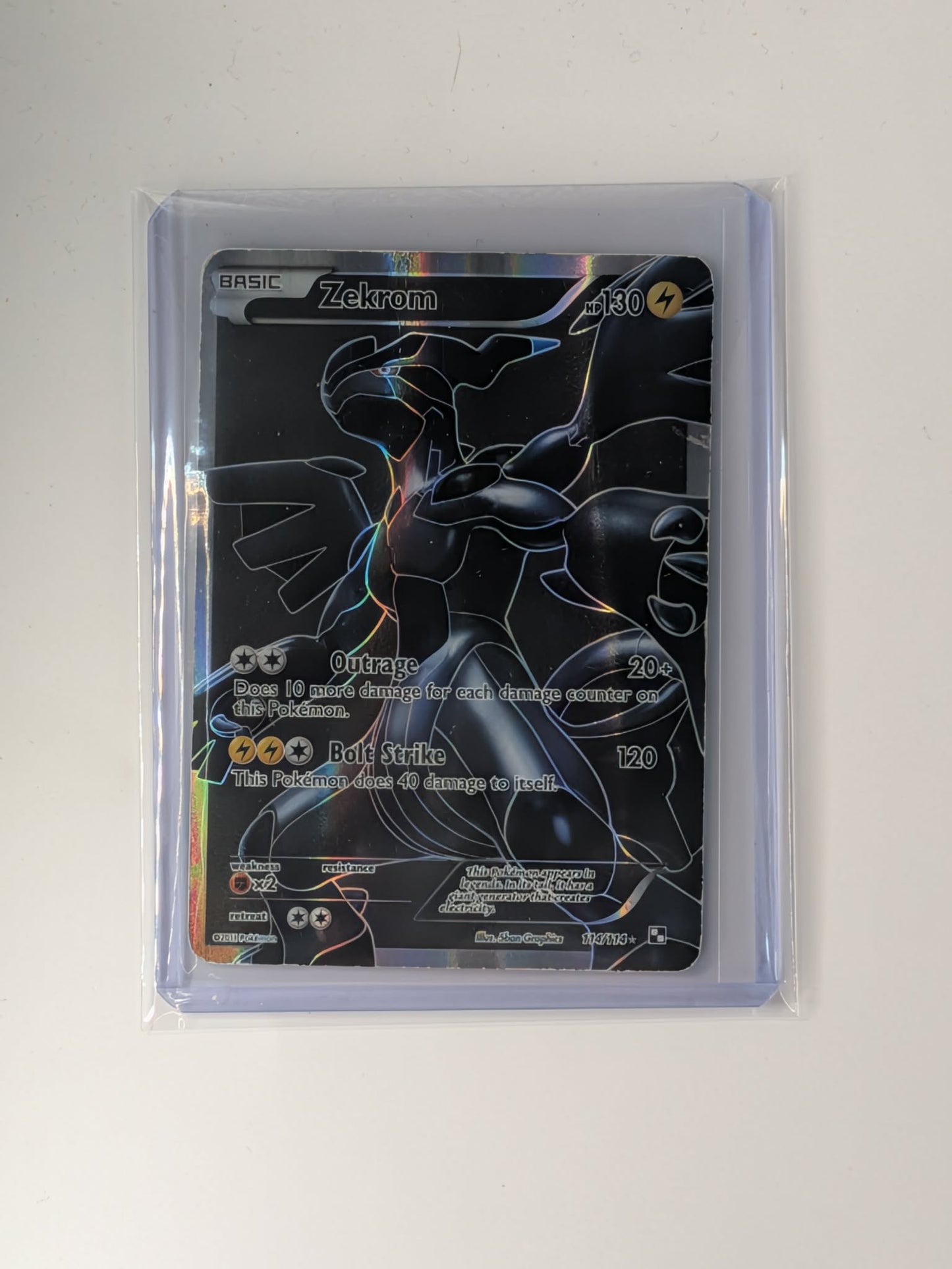Zekrom 114/114 Rare Ultra Black & White Pokemon Heavily Played damaged