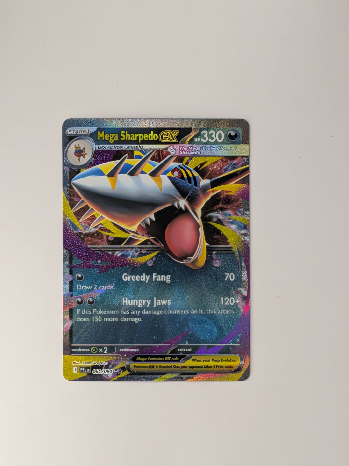 Mega Sharpedo ex 061/094 Double Rare Phantasmal Flames Pokemon Near Mint