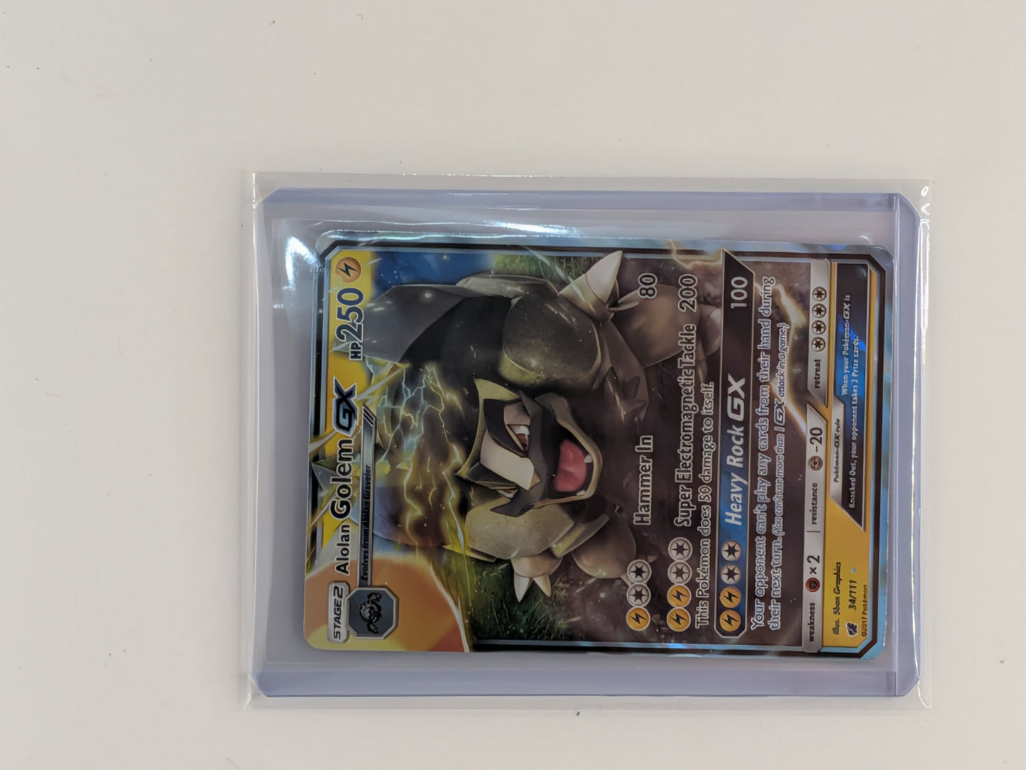 Alolan Golem GX 34/111 Holo Rare GX Crimson Invasion Pokemon Near Mint