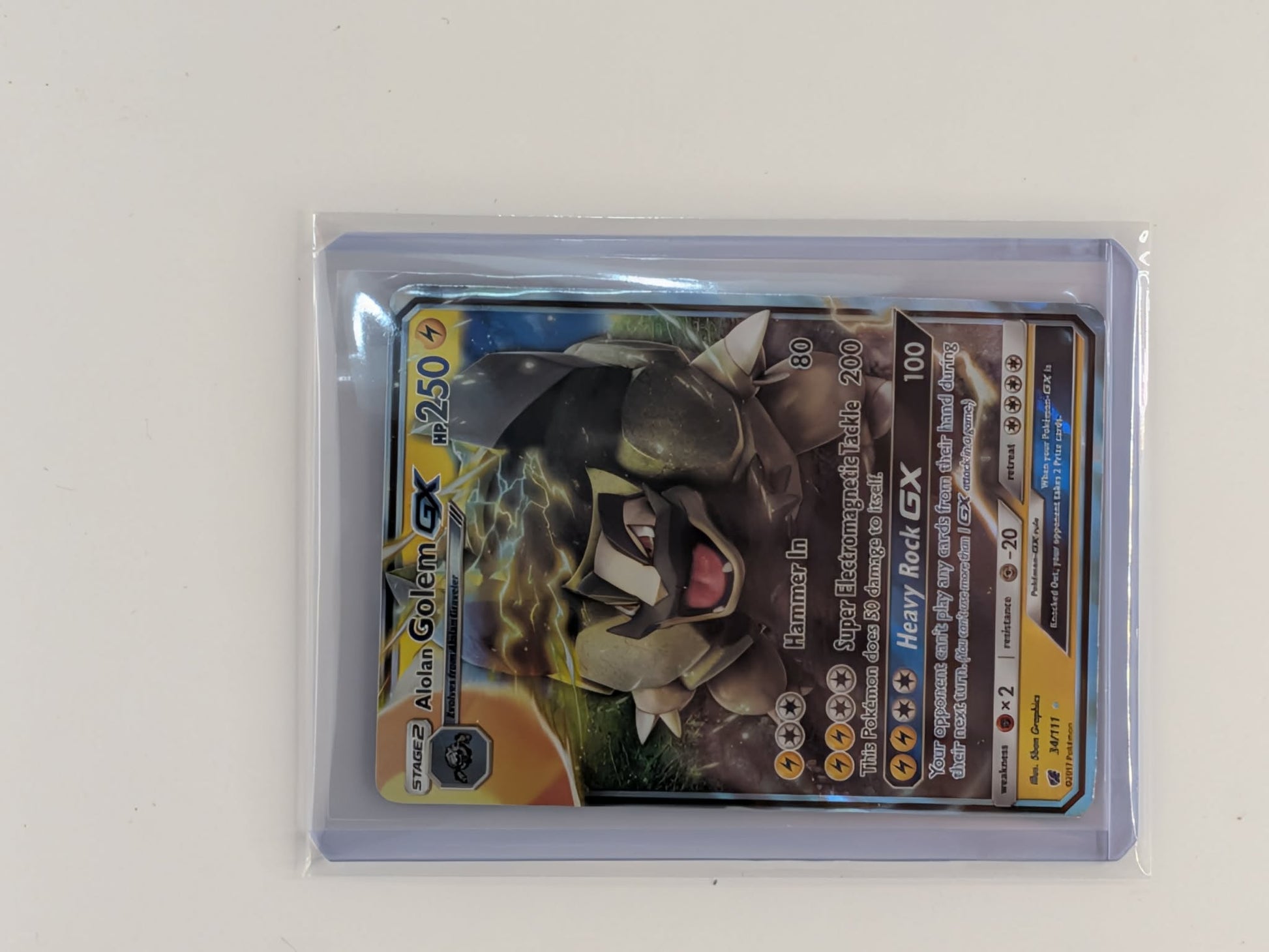 Alolan Golem GX 34/111 Holo Rare GX Crimson Invasion Pokemon Near Mint