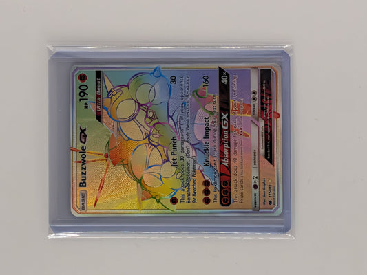 Buzzwole GX 115/111 Rare Rainbow Crimson Invasion Pokemon Lightly Played