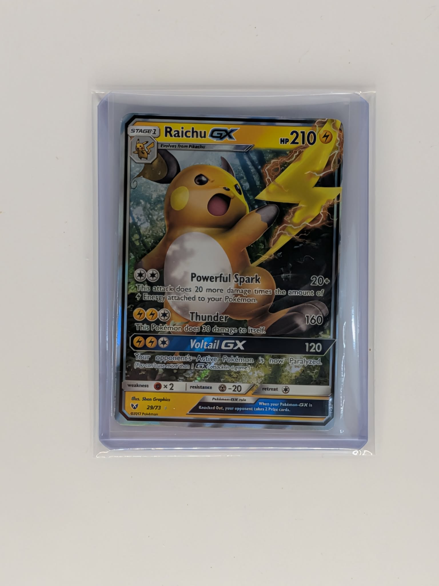 Raichu GX 29/73 Holo Rare GX Shining Legends Pokemon Near Mint