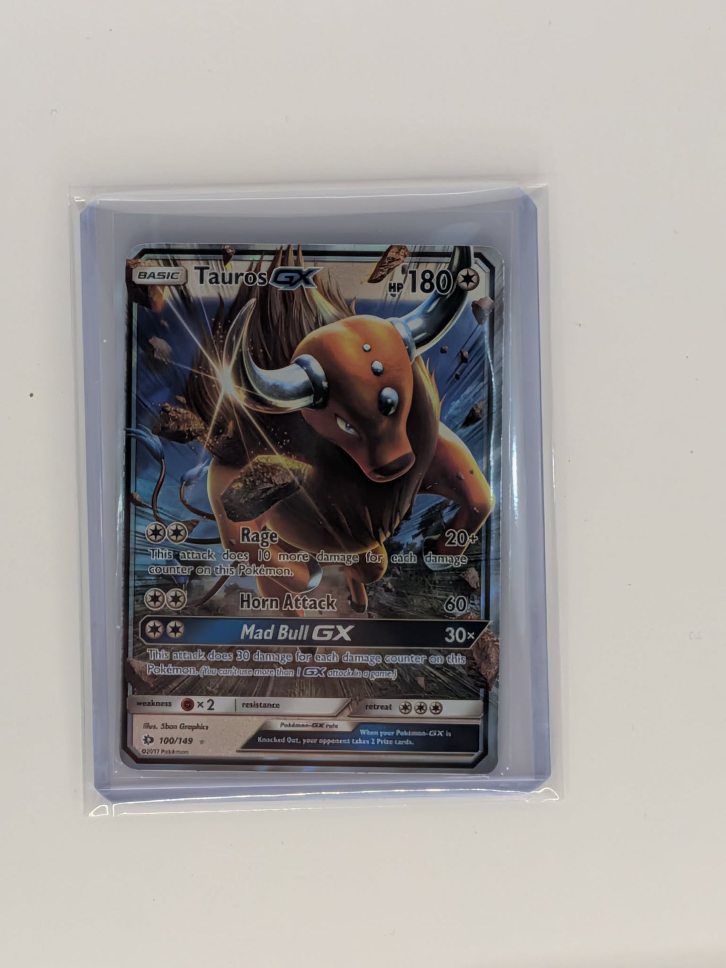 Tauros GX 100/149 Holo Rare GX Sun & Moon Pokemon Near Mint