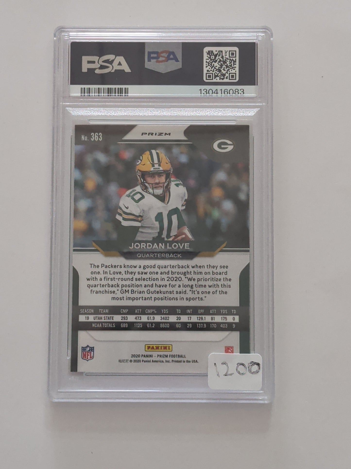 2020 Panini Prizm Jordan Love Autographed Neon Green Pulsar PSA Authentic DNA 10