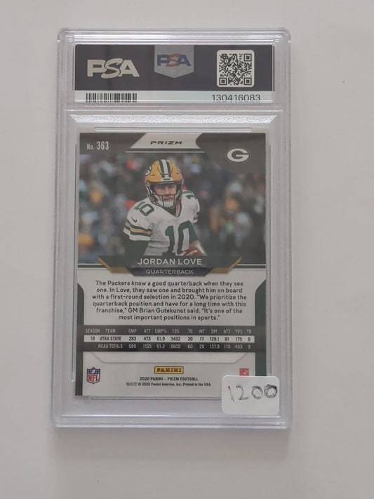 2020 Panini Prizm Jordan Love Autographed Neon Green Pulsar PSA Authentic DNA 10