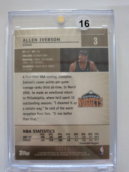 Allen Iverson Topps cosigners gold 99/99 bookend 2008 #3