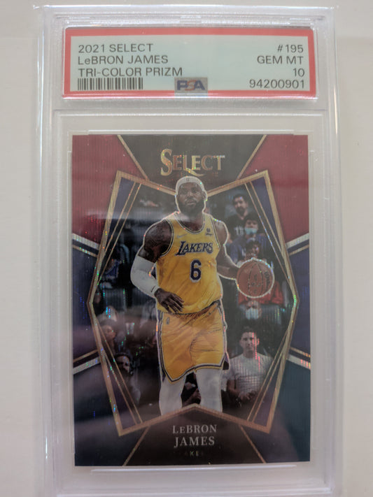 LeBron James select tri colour prizm psa 10 #195