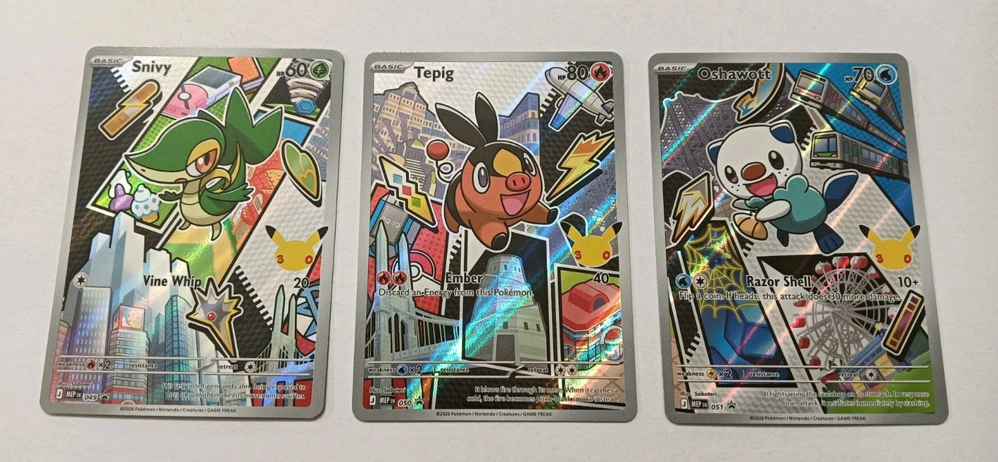 Pokemon First Partner Gen 5 • Snivy, Tepig & Oshawott • MEP 049, 050, 051 • NM