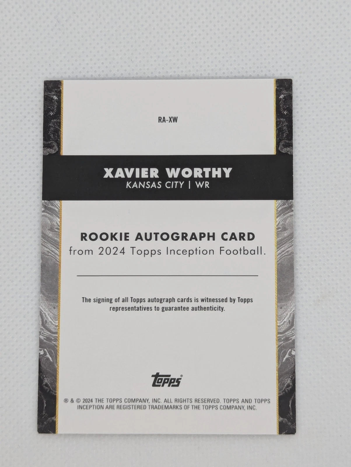 2024 Topps Inception Xavier Worthy #RA-XW Rookie Autograph On Card Chiefs RC