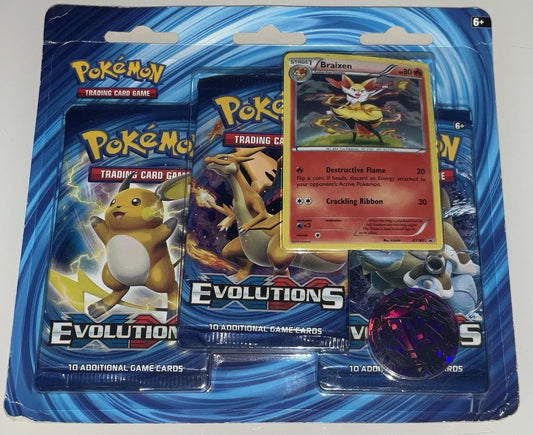 Pokemon XY Evolutions Booster Braixen 3-Pack Blister - Factory Sealed
