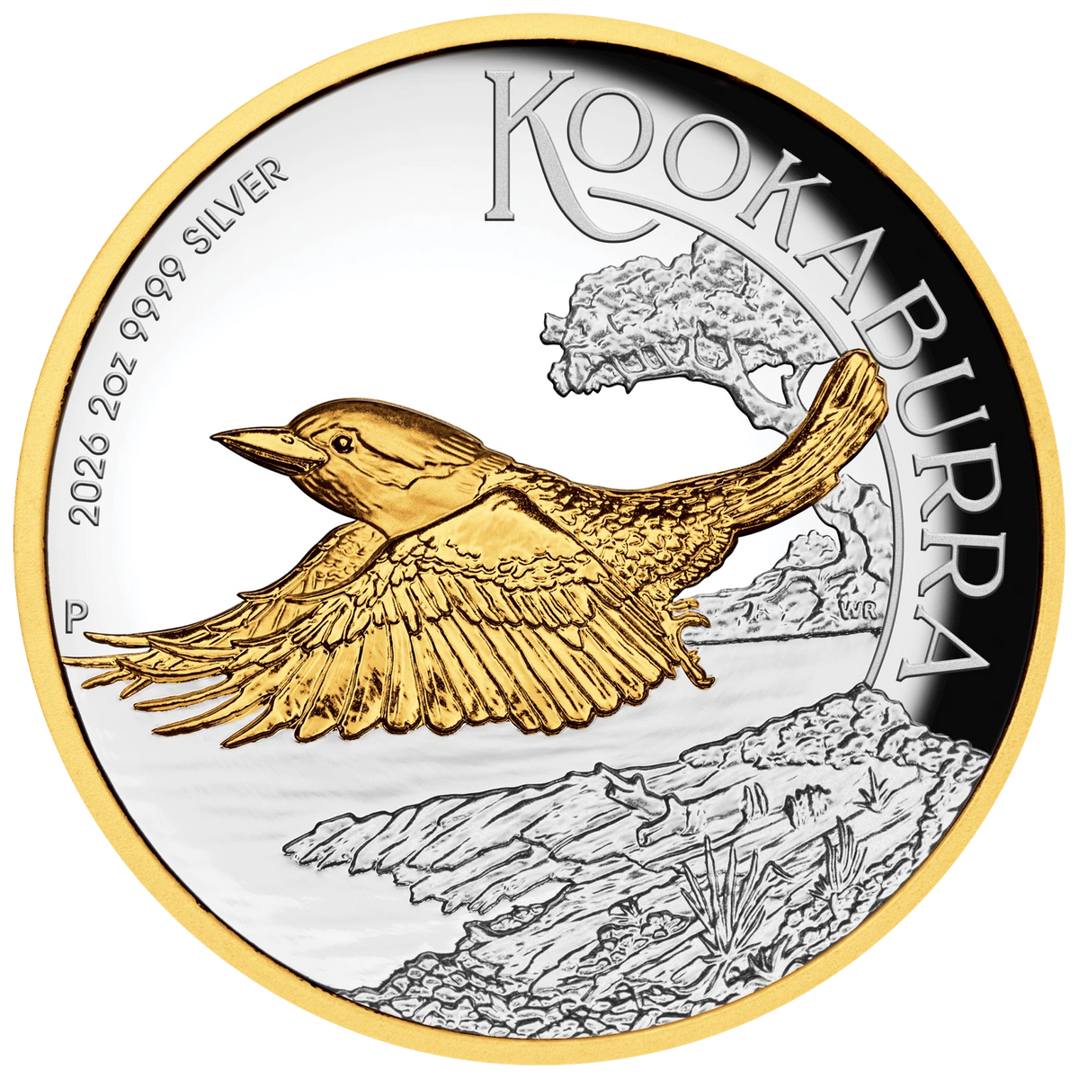 2026 Australian Kookaburra 2oz Silver Proof Gilded Coin
