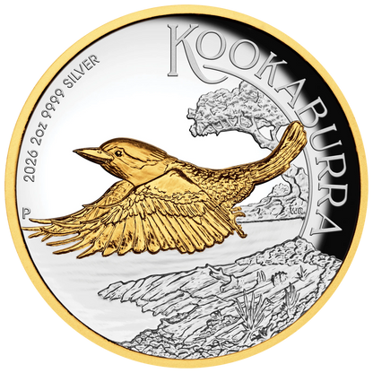 2026 Australian Kookaburra 2oz Silver Proof Gilded Coin