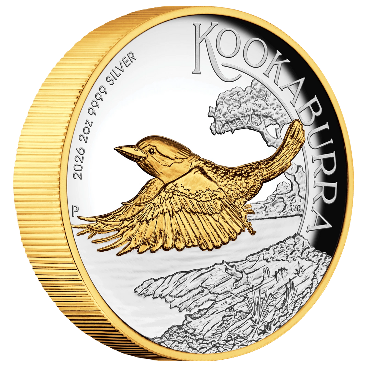2026 Australian Kookaburra 2oz Silver Proof Gilded Coin