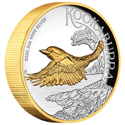 2026 Australian Kookaburra 2oz Silver Proof Gilded Coin