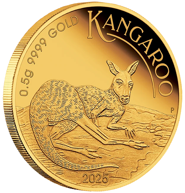 2025 Perth Mint $2 Mini Roo 0.5g Gold Proof Coin in Card