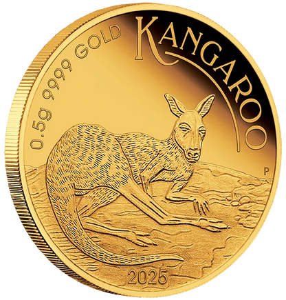 2025 Perth Mint $2 Mini Roo 0.5g Gold Proof Coin in Card