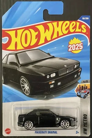 NEW HOT WHEELS 2025 - MASERATI SHAMAL - #58/250 - BLACK - HW METRO - LONG CARD