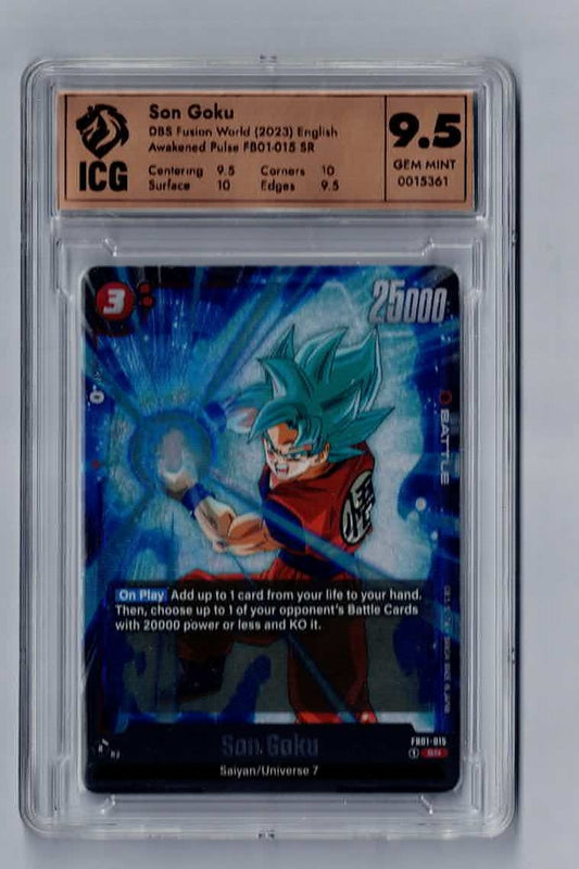 Son Goku 2024 Dragon Ball Super Fusion World Awakened Pulse FB01-015 Super Rare ICG 9.5