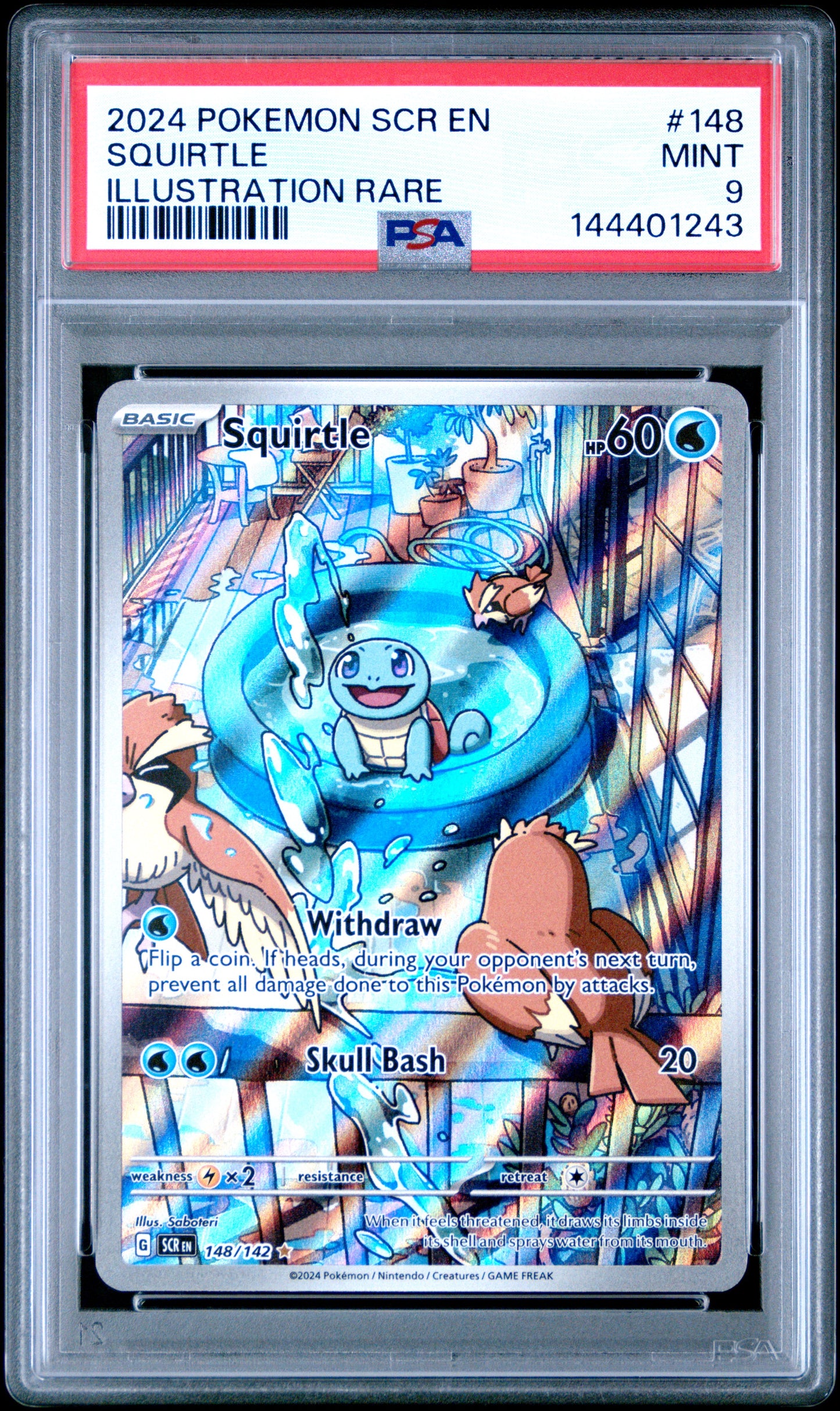 Squirtle 148/142 Illustration Rare Stellar Crown Pokemon PSA 9