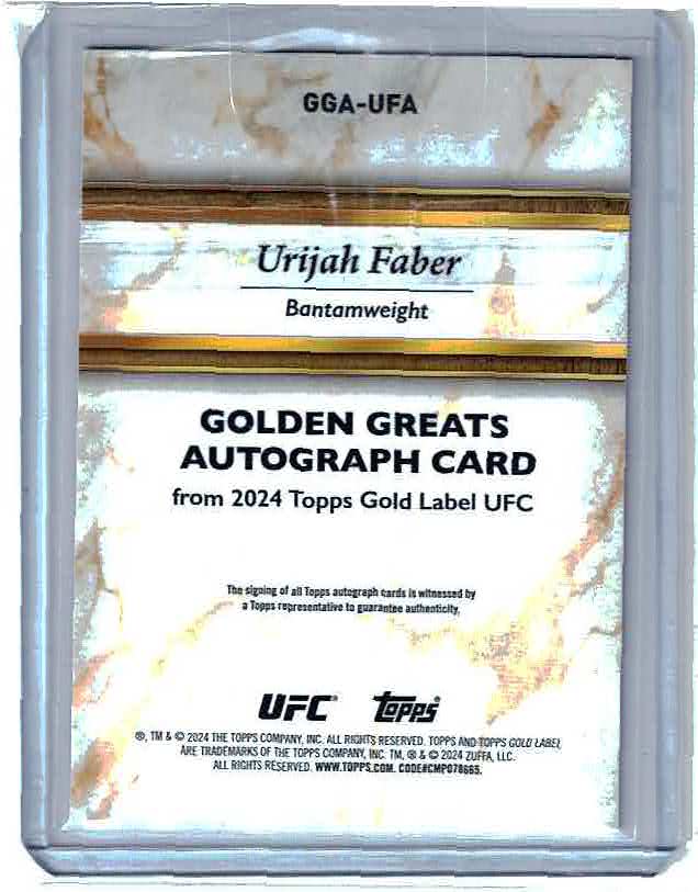 Urijah Faber Blue 47/99 Golden Greats Auto 2024 Topps Gold Label UFC #GGA-UFA